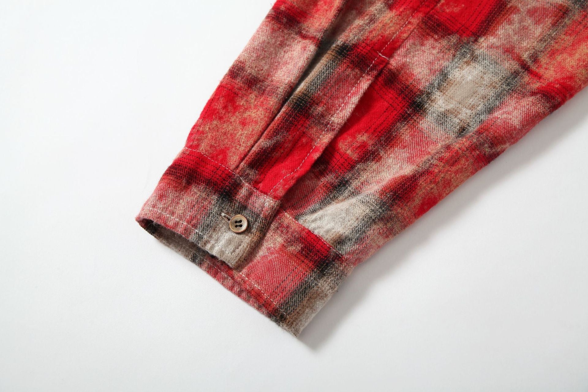 Distressed Plaid Patchwork Shirt with Leopard Print Detail