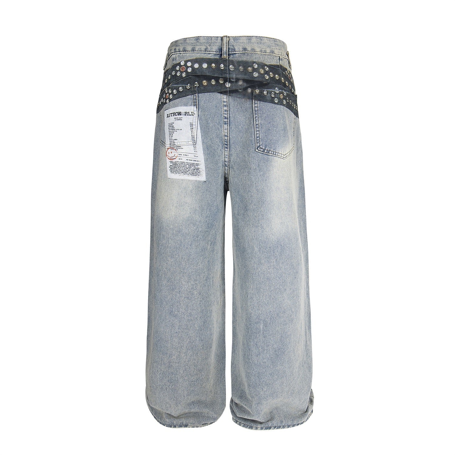 Omirad Studded Patch Wide-Leg Denim Pants | Street Style