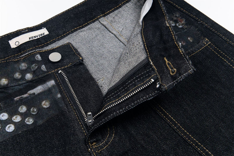 Omirad Studded Patch Wide-Leg Denim Pants | Street Style
