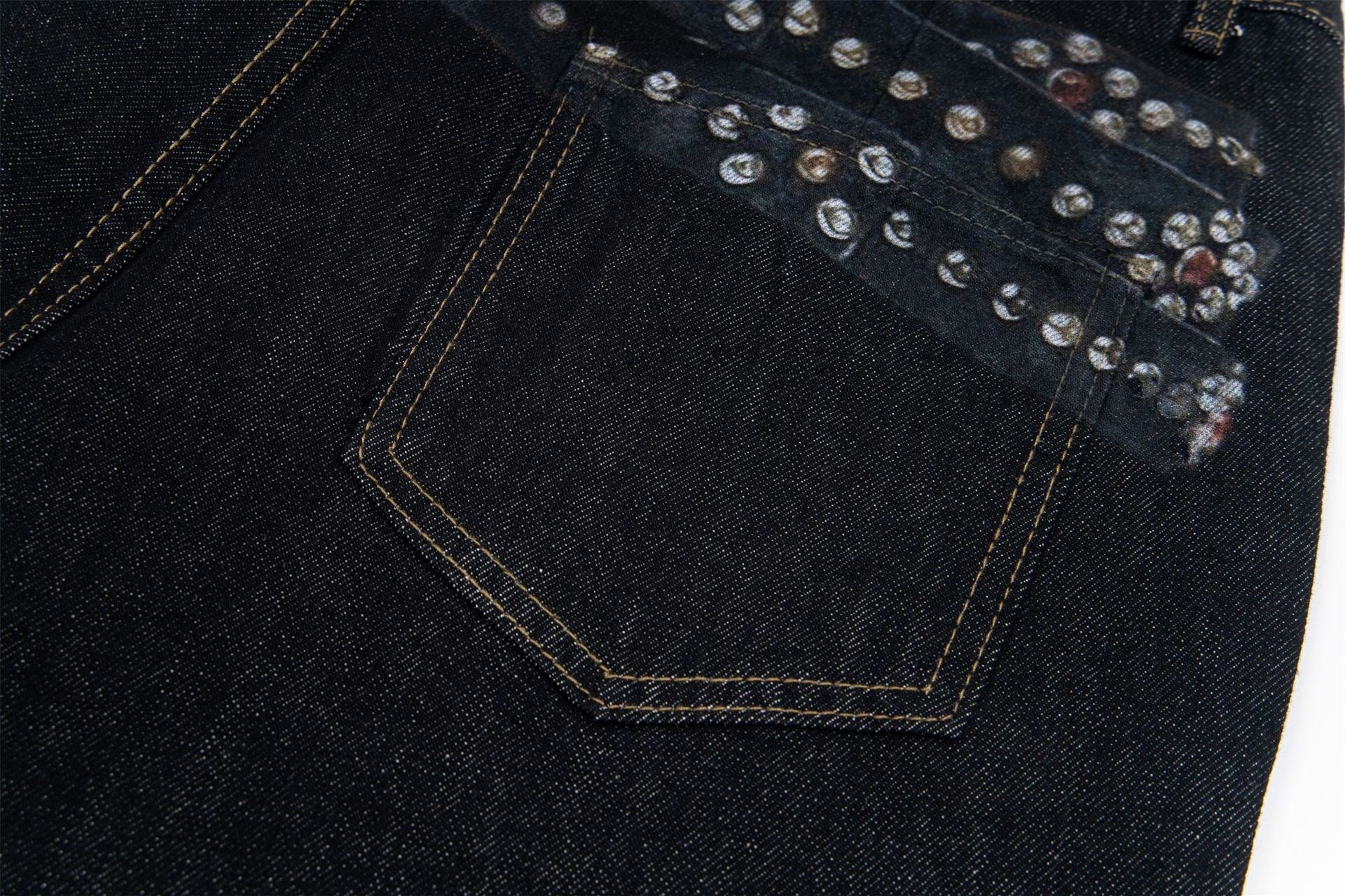 Omirad Studded Patch Wide-Leg Denim Pants | Street Style