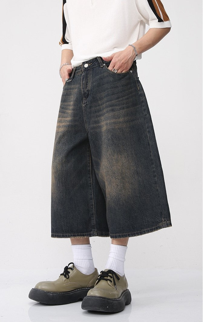 Omirad Wide-Leg Denim Shorts | Vintage Washed Street Style