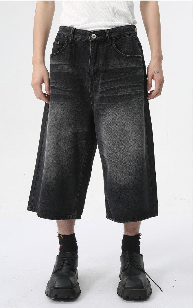 Omirad Wide-Leg Black Denim Shorts | Relaxed Street Style