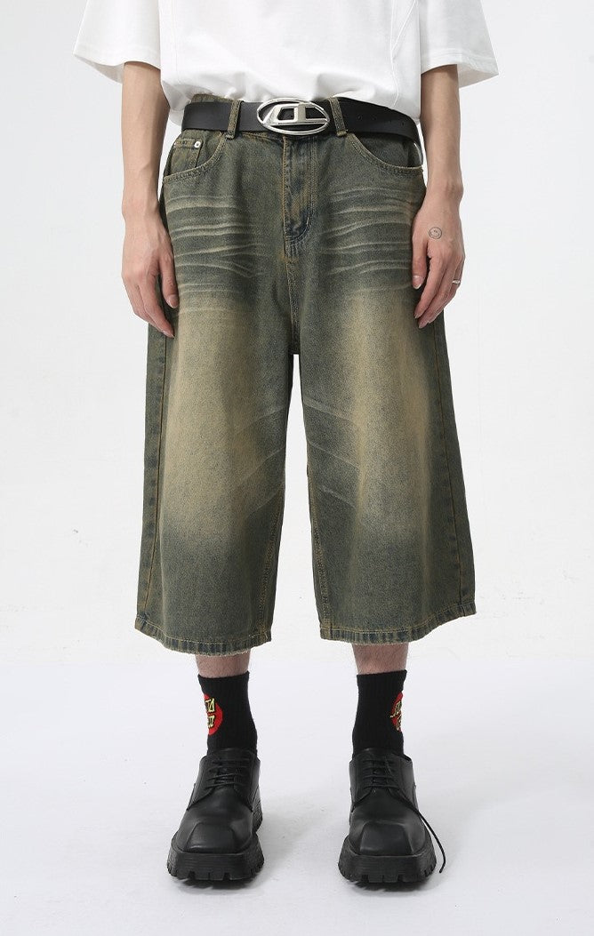 Omirad Vintage Wash Wide-Leg Denim Shorts | Baggy Fit