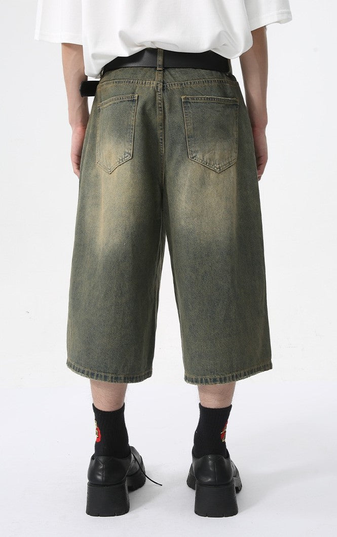 Omirad Vintage Wash Wide-Leg Denim Shorts | Baggy Fit