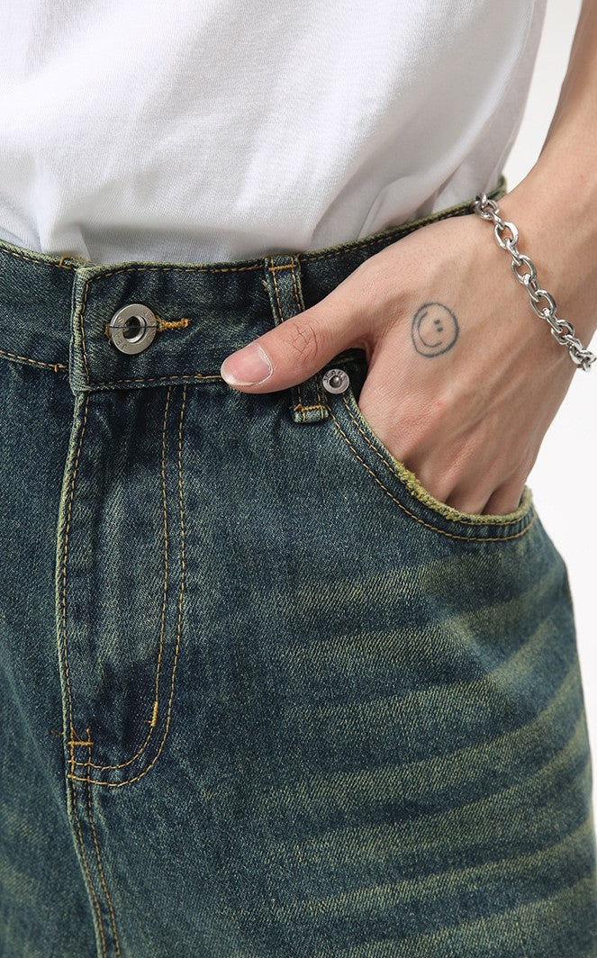 Omirad Wide Leg Denim Shorts | Vintage Wash Baggy Fit