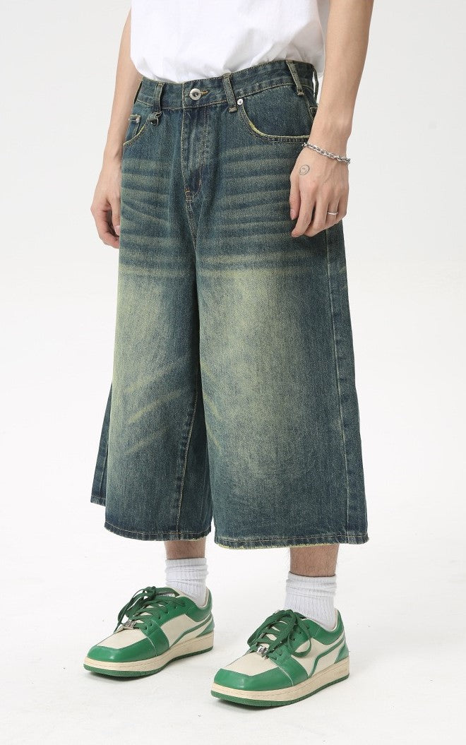 Omirad Wide Leg Denim Shorts | Vintage Wash Baggy Fit