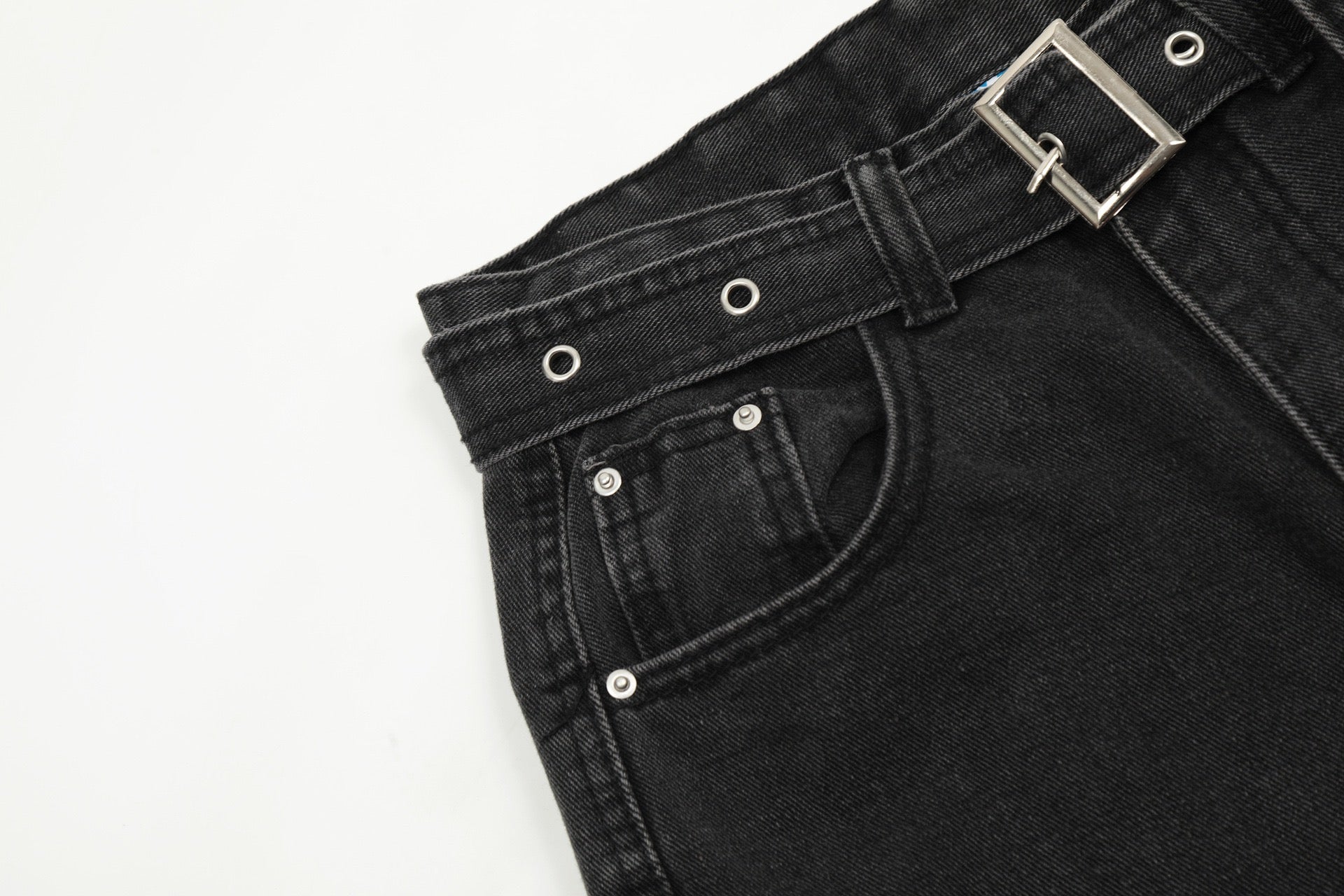 Multi-Pocket Buckle Cargo Jeans | Wide-Leg Denim