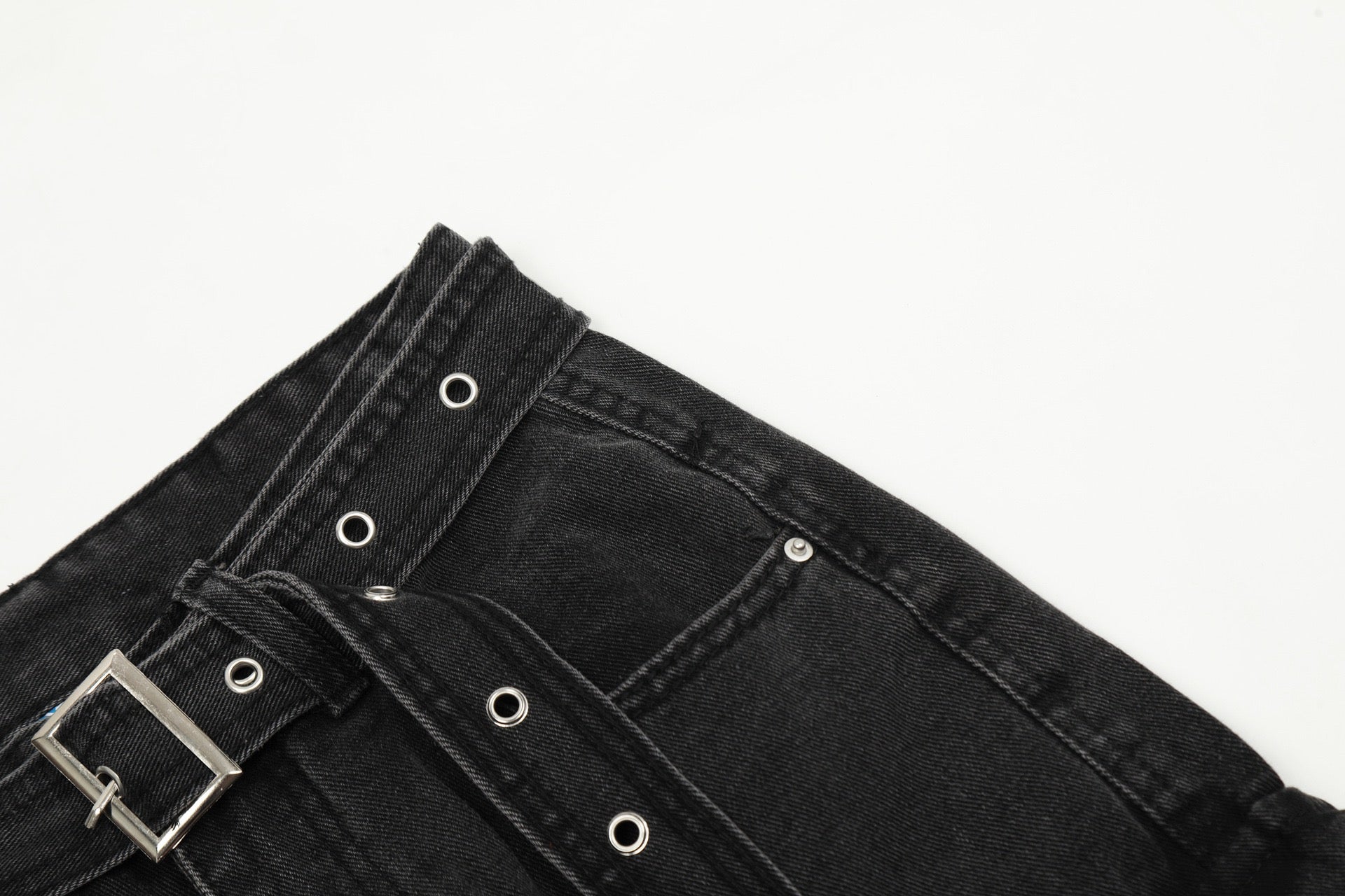 Multi-Pocket Buckle Cargo Jeans | Wide-Leg Denim