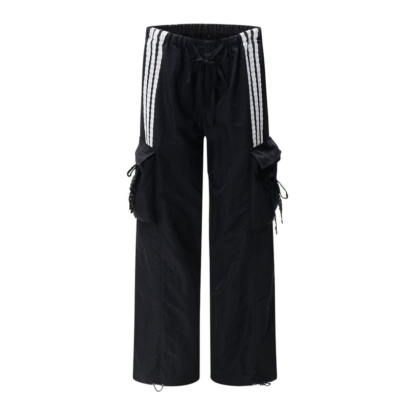 Omirad Stripe Cargo Track Pants | Wide-Leg Cotton