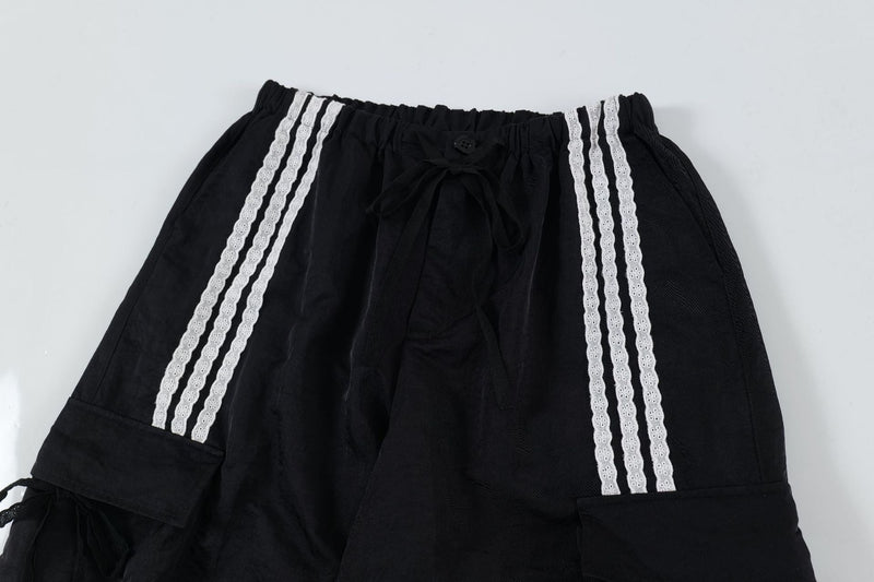 Omirad Stripe Cargo Track Pants | Wide-Leg Cotton