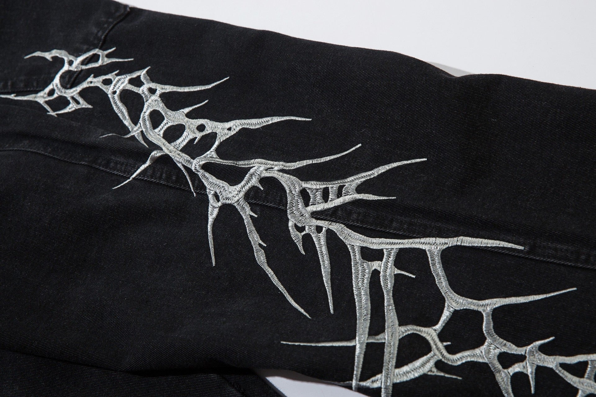 Omirad Lightning-Print Wide-Leg Black Denim Jeans