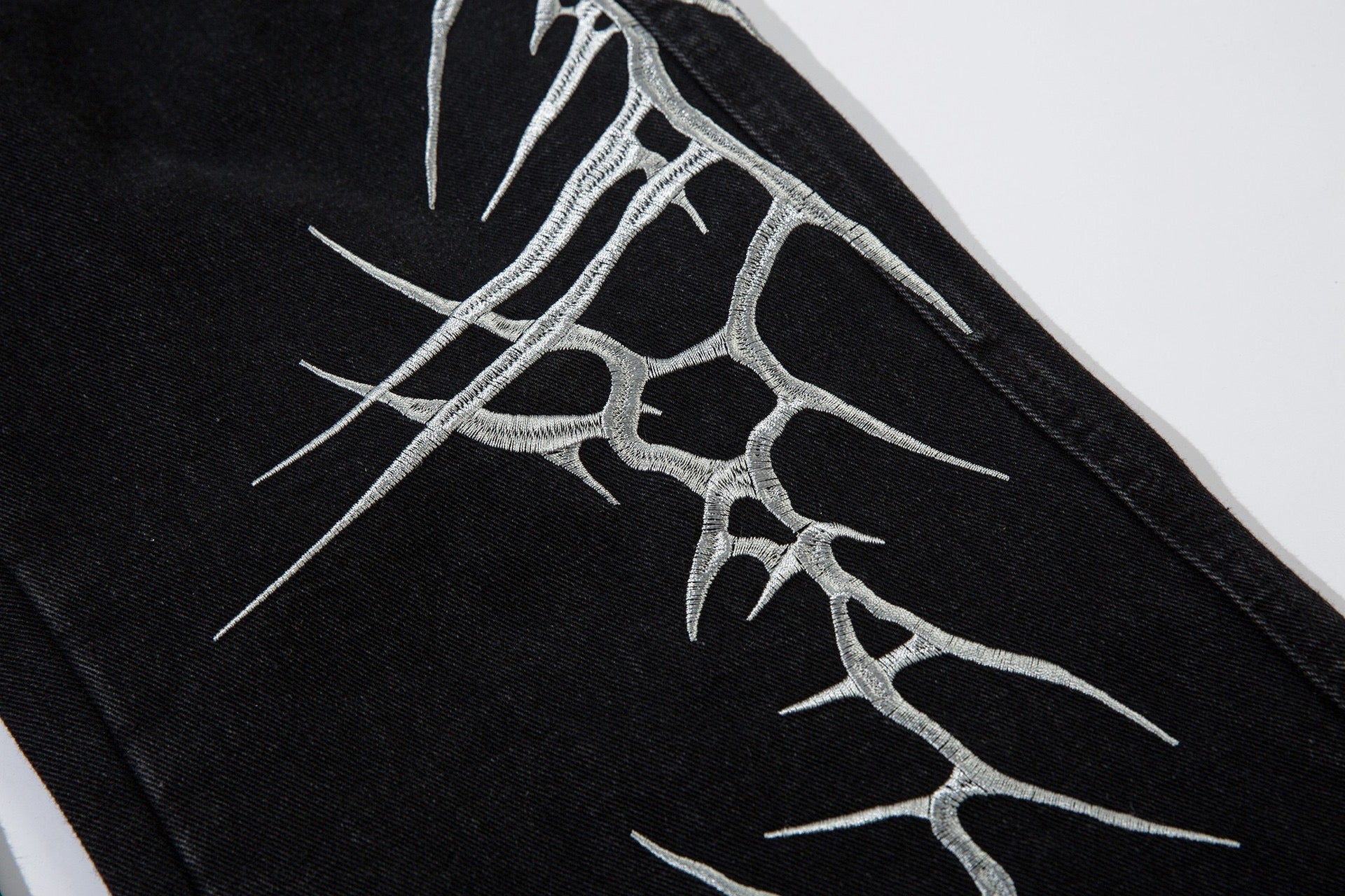 Omirad Lightning-Print Wide-Leg Black Denim Jeans