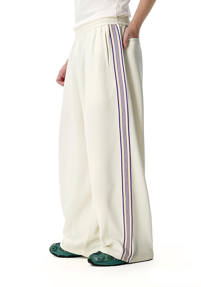 Side-Stripe Relaxed Wide-Leg Track Pants | SEAKOFF