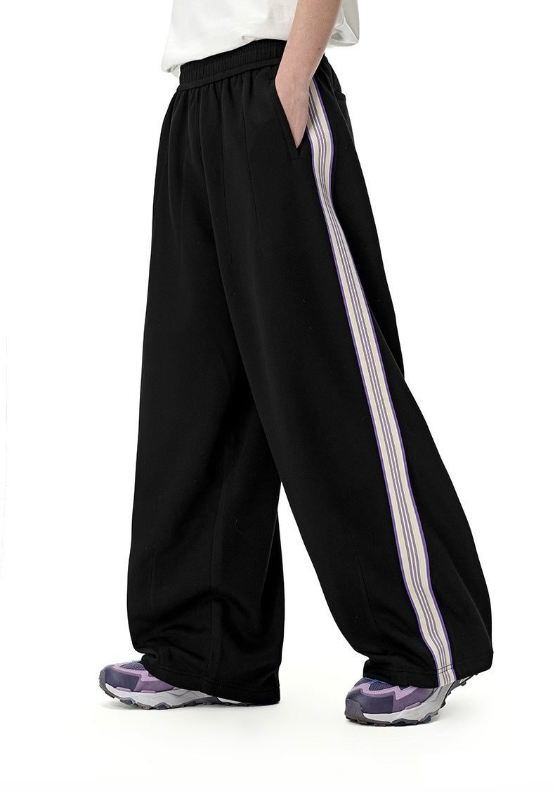 Side-Stripe Relaxed Wide-Leg Track Pants | SEAKOFF