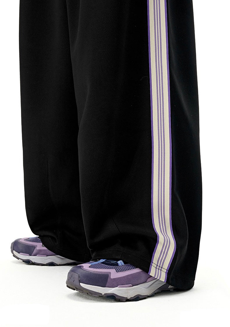 Side-Stripe Relaxed Wide-Leg Track Pants | SEAKOFF