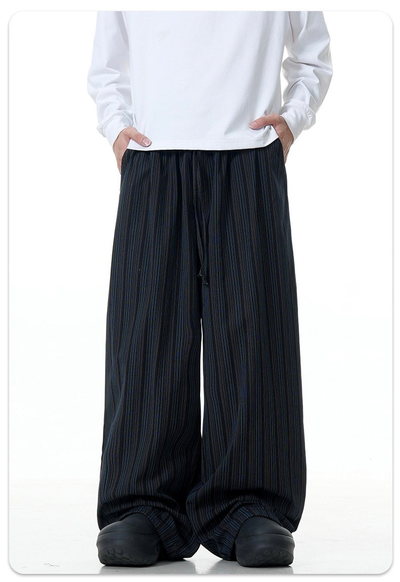 Omirad Striped Relaxed Wide-Leg Cotton Pants