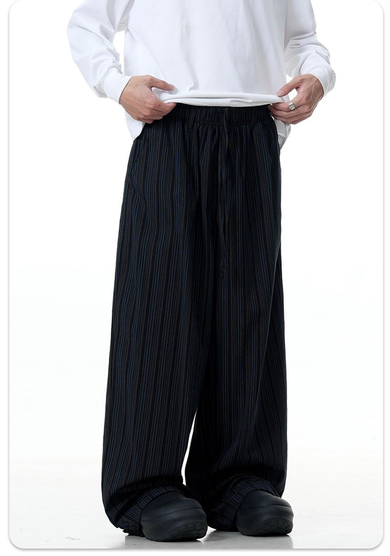 Omirad Striped Relaxed Wide-Leg Cotton Pants