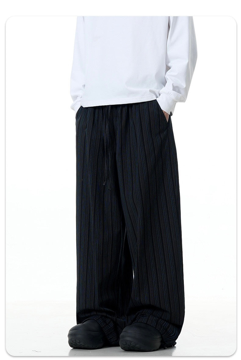 Omirad Striped Relaxed Wide-Leg Cotton Pants