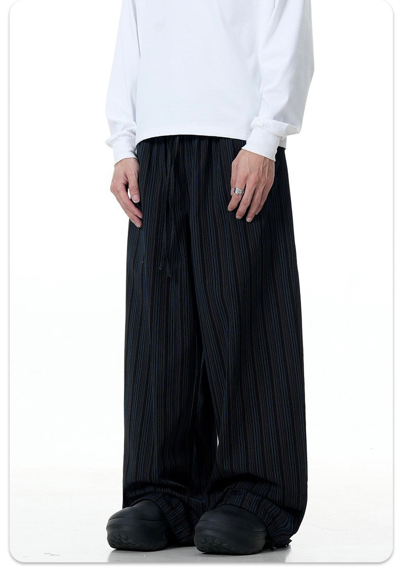 Omirad Striped Relaxed Wide-Leg Cotton Pants