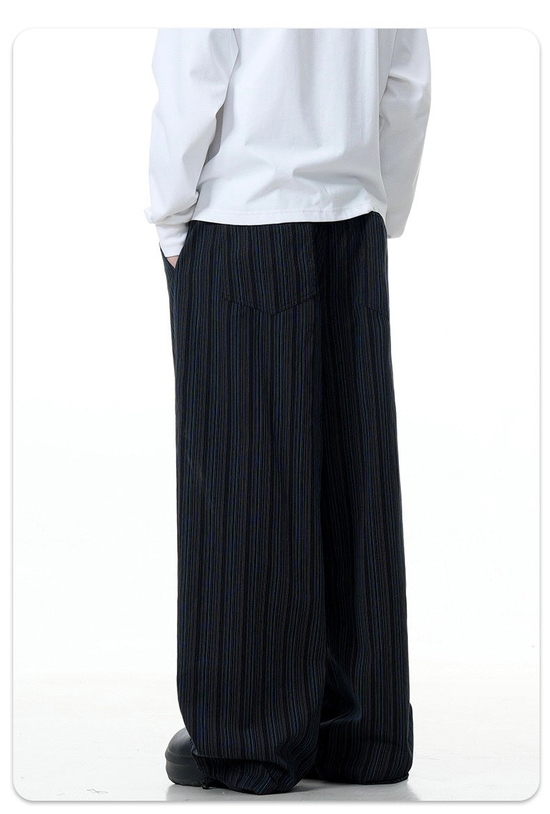 Omirad Striped Relaxed Wide-Leg Cotton Pants