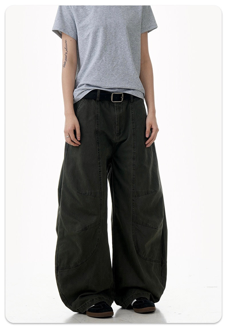 Sculpted Barrel-Leg Cargo Pants | Wide Silhouette Cotton