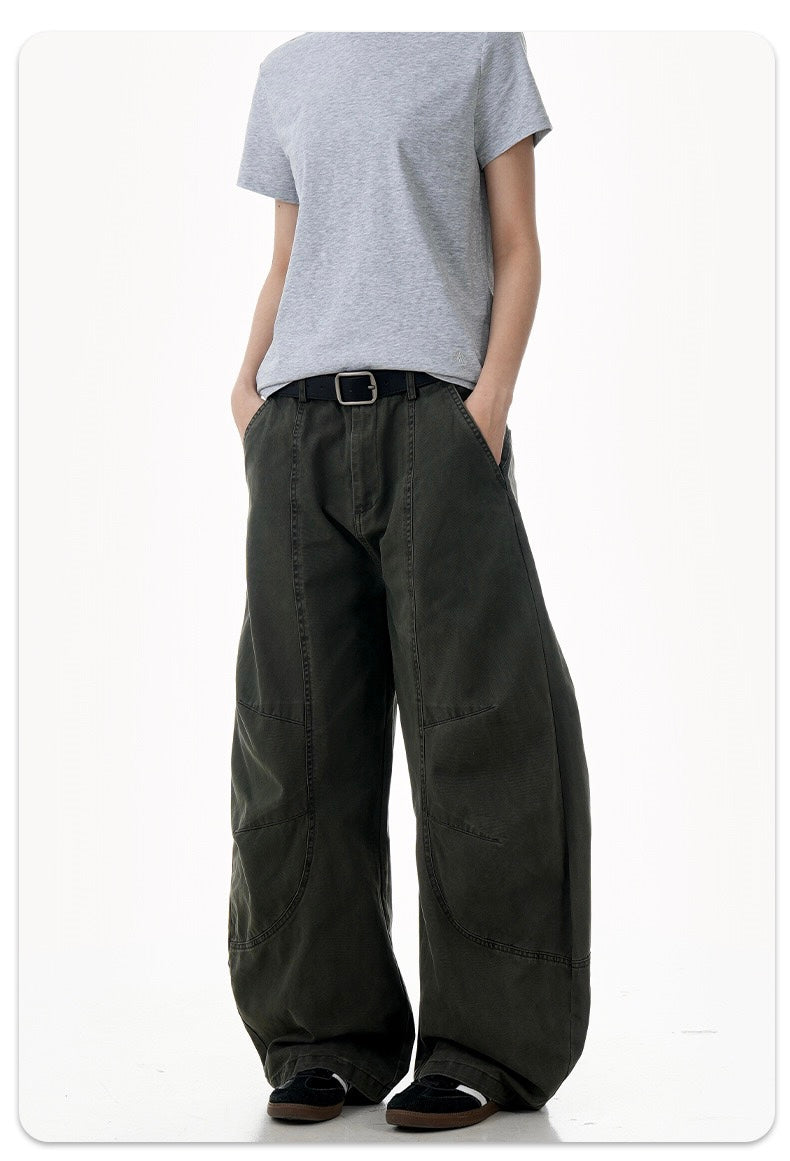 Sculpted Barrel-Leg Cargo Pants | Wide Silhouette Cotton