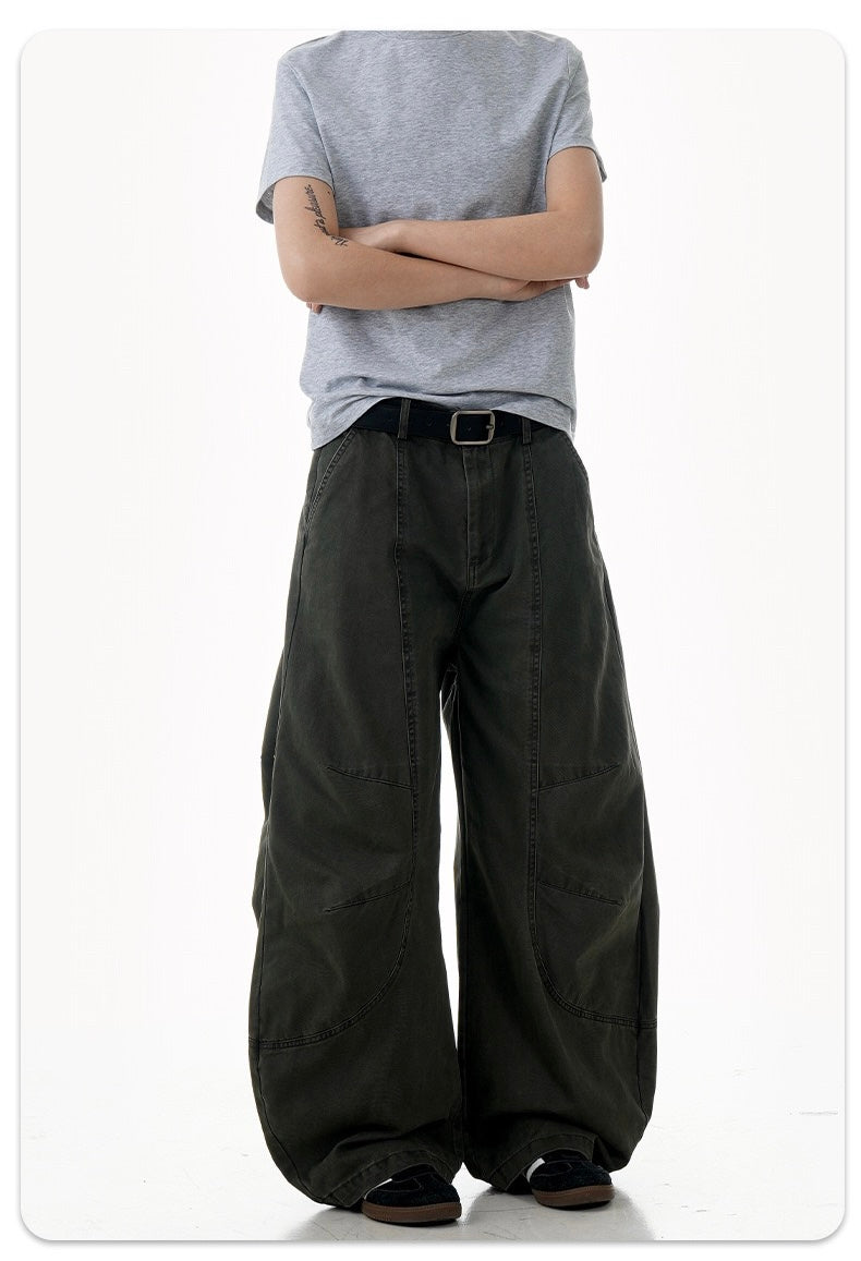 Sculpted Barrel-Leg Cargo Pants | Wide Silhouette Cotton