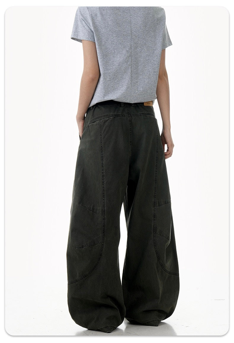 Sculpted Barrel-Leg Cargo Pants | Wide Silhouette Cotton