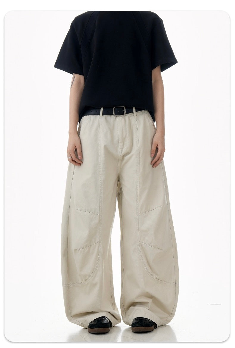 Sculpted Barrel-Leg Cargo Pants | Wide Silhouette Cotton