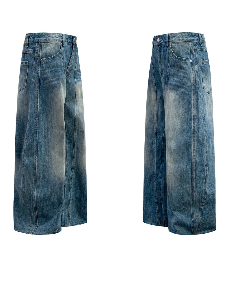 Omirad Washed Wide-Leg Denim Pants | Oversized Streetwear Jeans