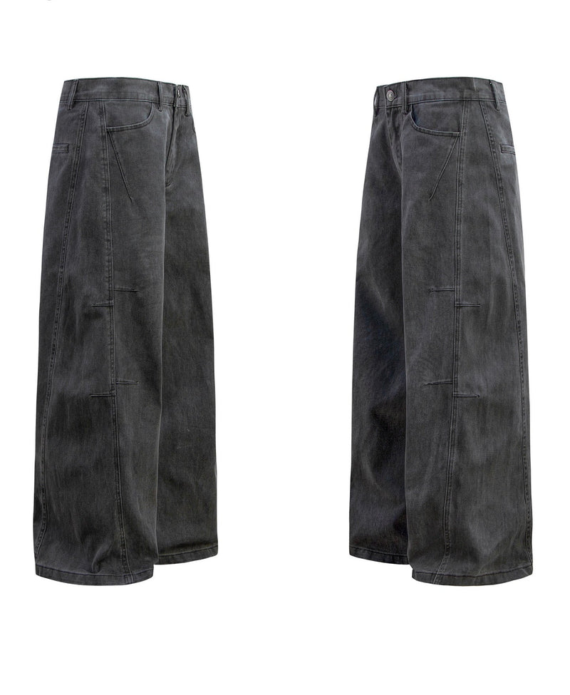 Omirad Washed Wide-Leg Cotton Denim Pants | Streetwear