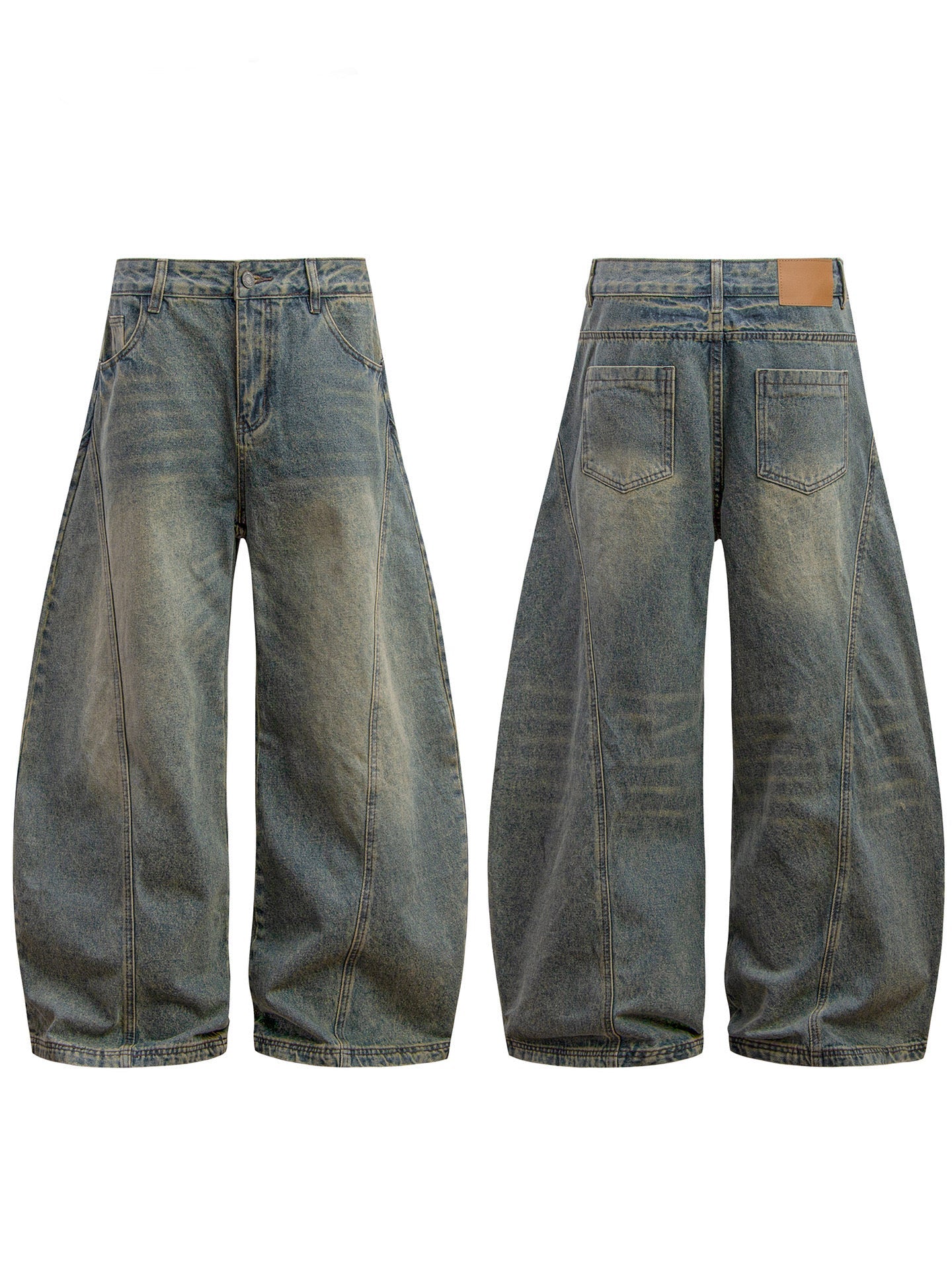 Omirad Vintage Washed Wide-Leg Denim Jeans | Streetwear