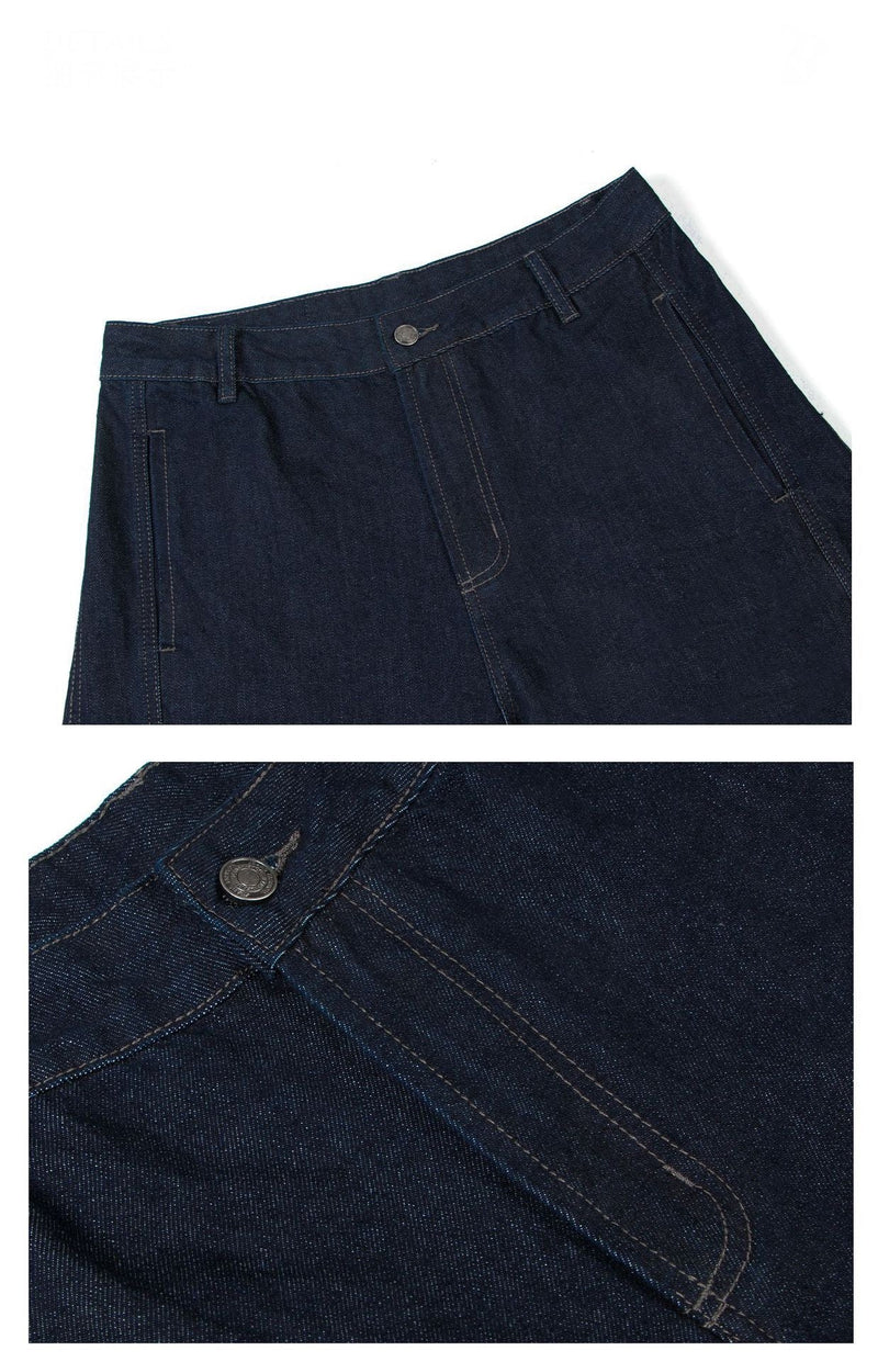 Curved Seam Wide-Leg Denim Pants | Oversized Barrel Fit