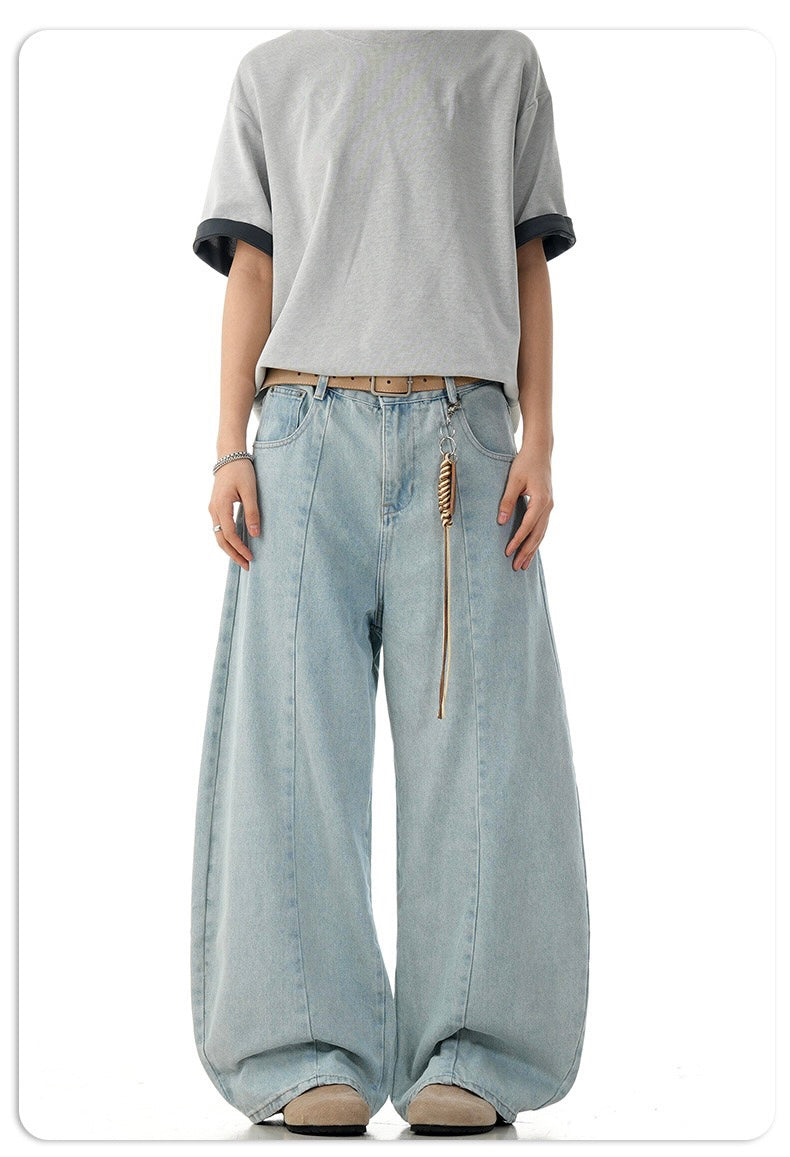 Omirad Light Wash Barrel Leg Jeans | High-Rise Wide Leg Denim