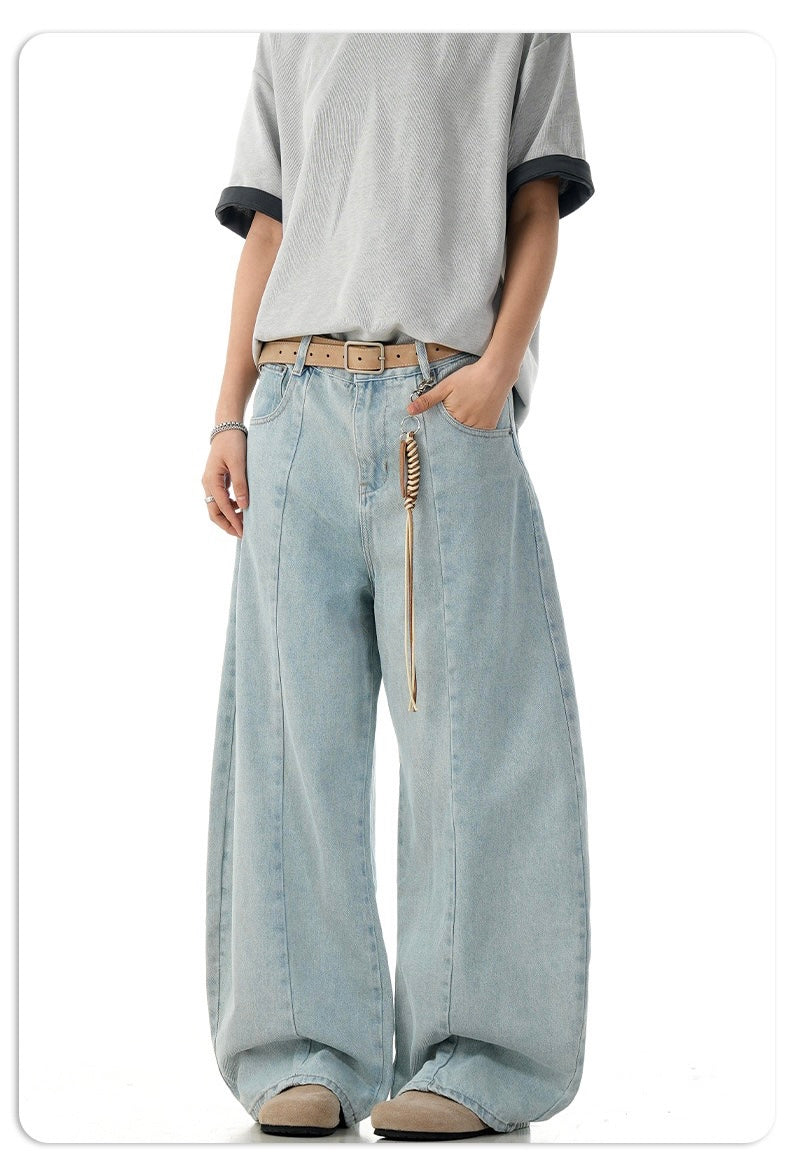 Omirad Light Wash Barrel Leg Jeans | High-Rise Wide Leg Denim