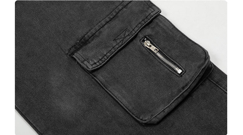 Omirad Multi-Pocket Utility Cargo Jeans | Wide-Leg Streetwear