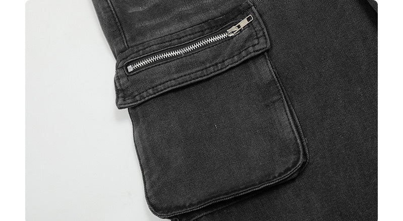Omirad Multi-Pocket Utility Cargo Jeans | Wide-Leg Streetwear