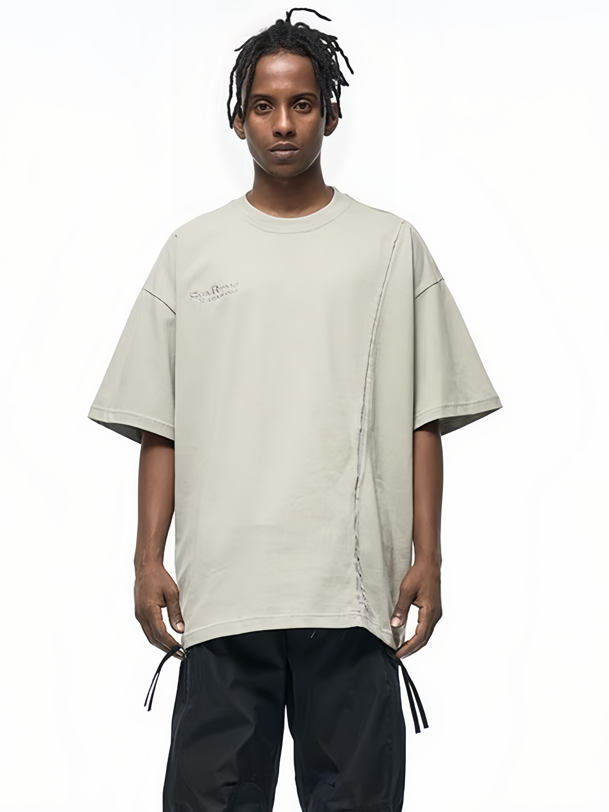 Omirad Asymmetric Stitch Tee | Minimal Deconstructed Cotton