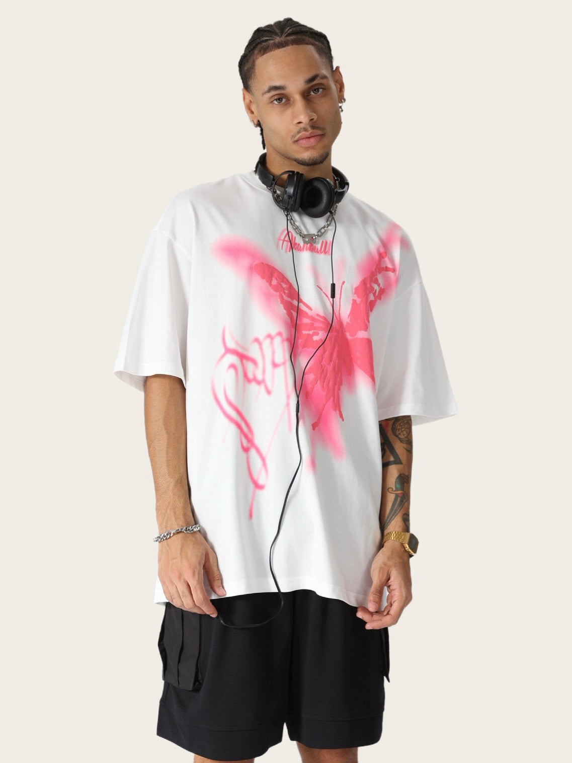 Butterfly Graffiti Oversized Graphic Tee | Streetwear
