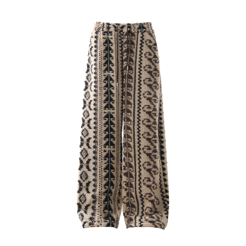 Tribal Jacquard Fleece Wide-Leg Pants | Omirad