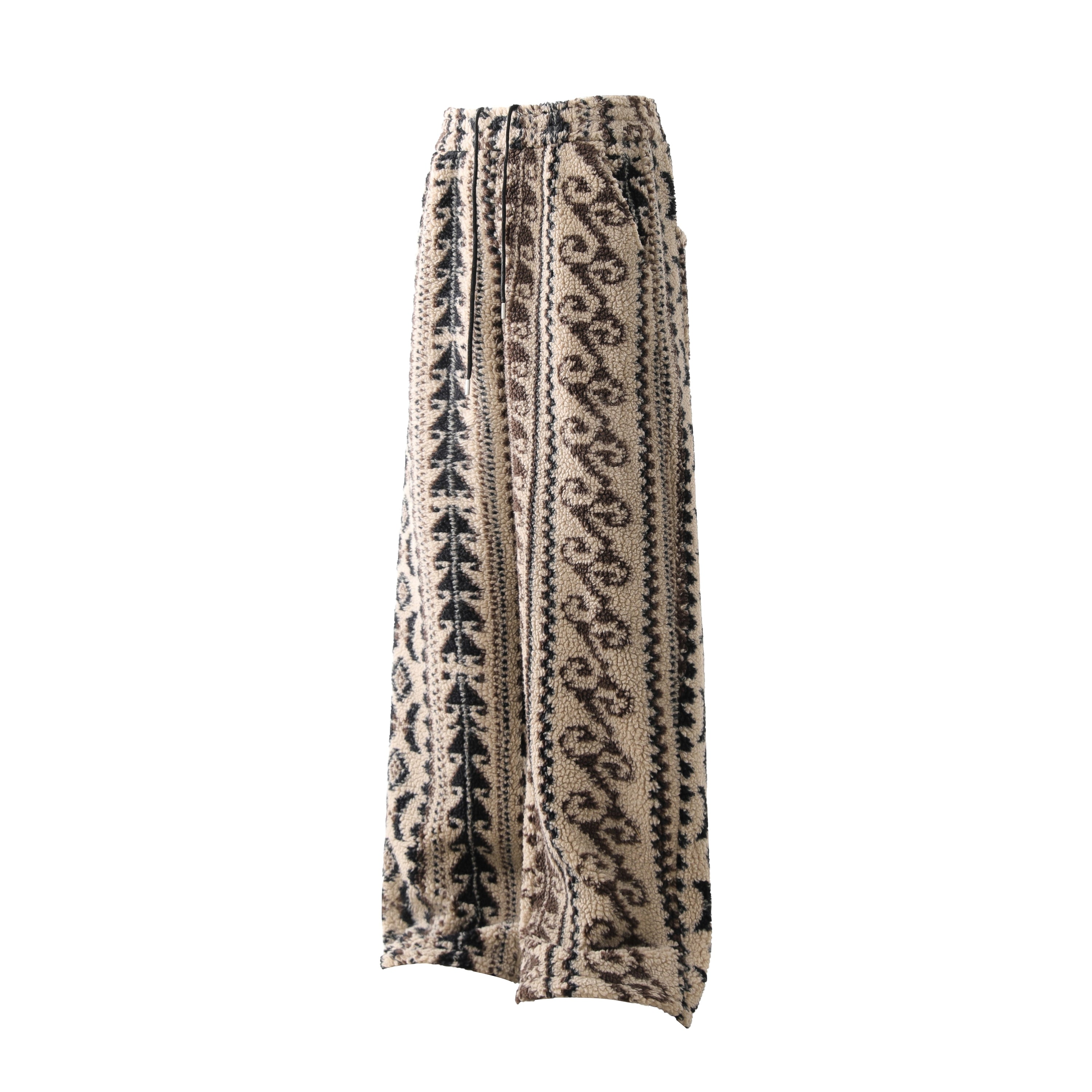 Tribal Jacquard Fleece Wide-Leg Pants | Omirad