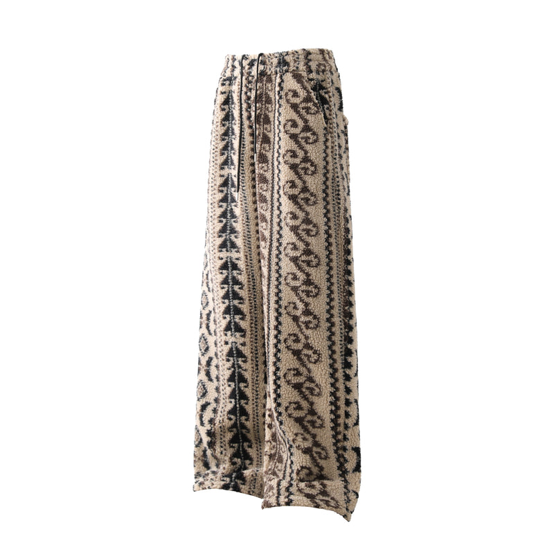 Tribal Jacquard Fleece Wide-Leg Pants | Omirad