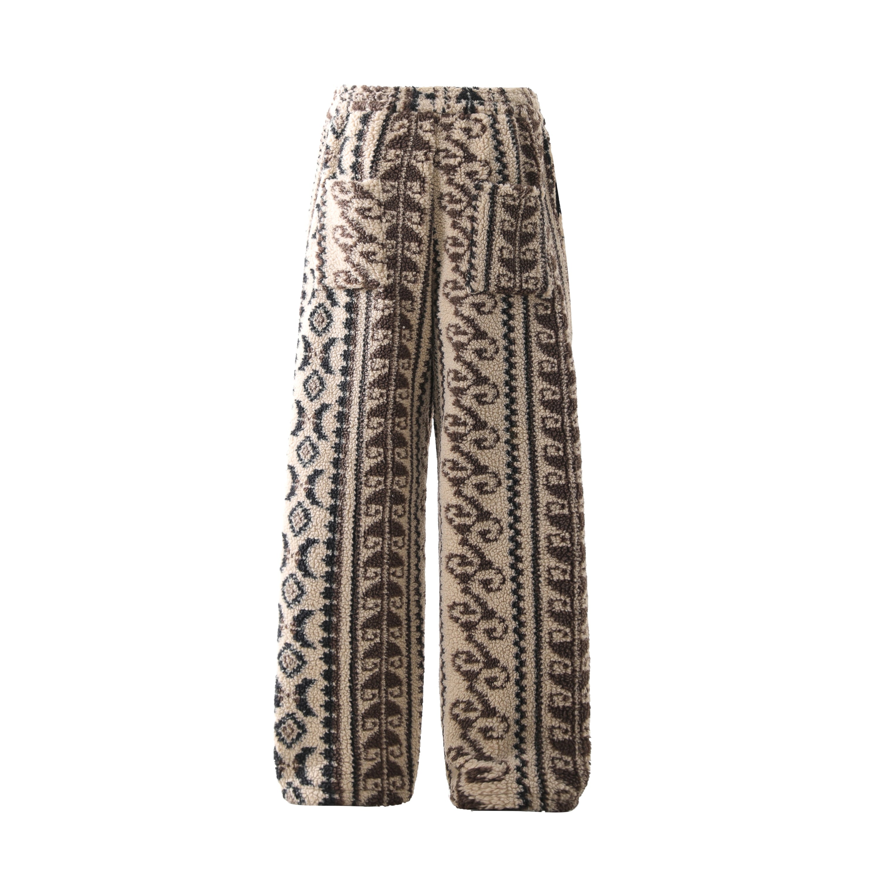 Tribal Jacquard Fleece Wide-Leg Pants | Omirad