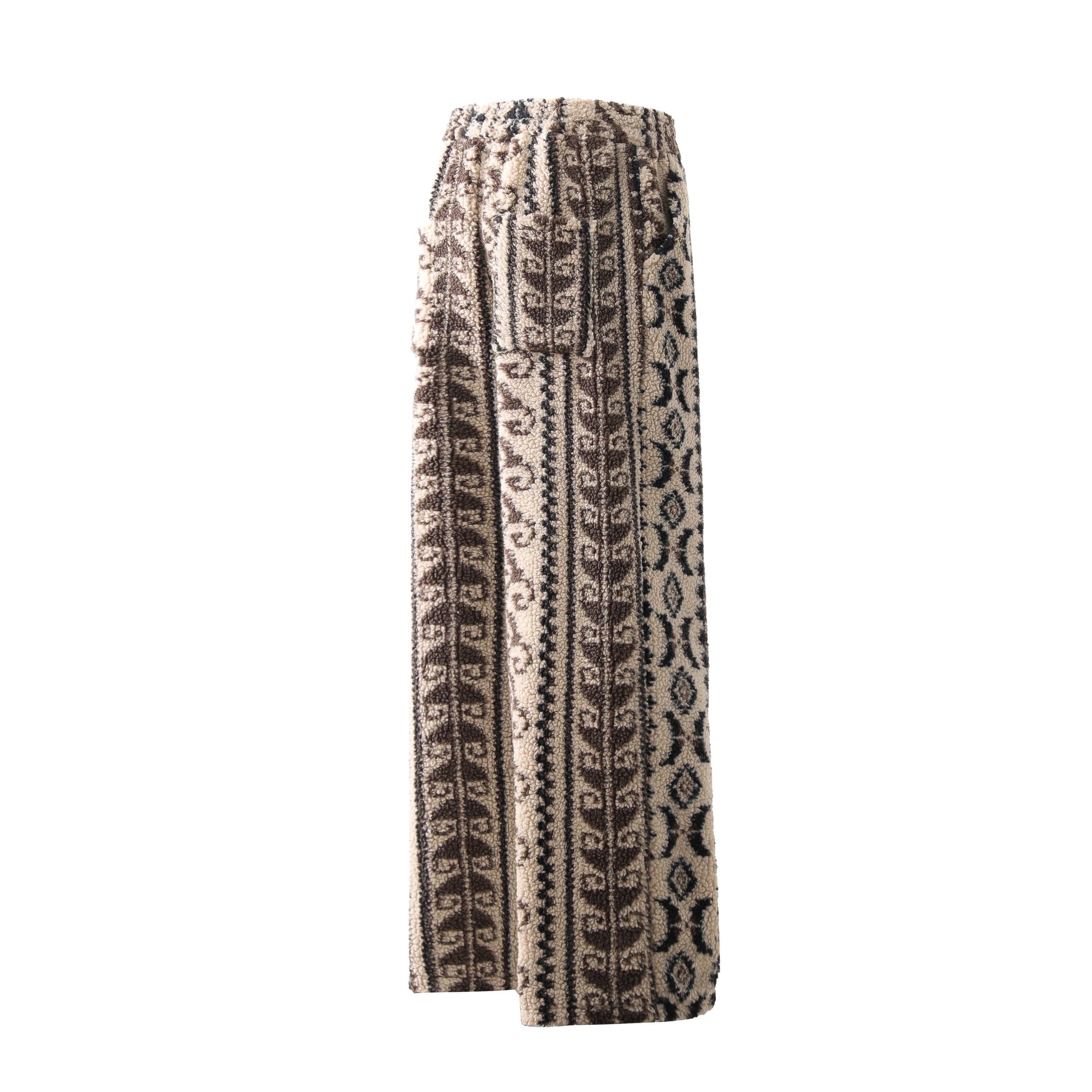 Tribal Jacquard Fleece Wide-Leg Pants | Omirad