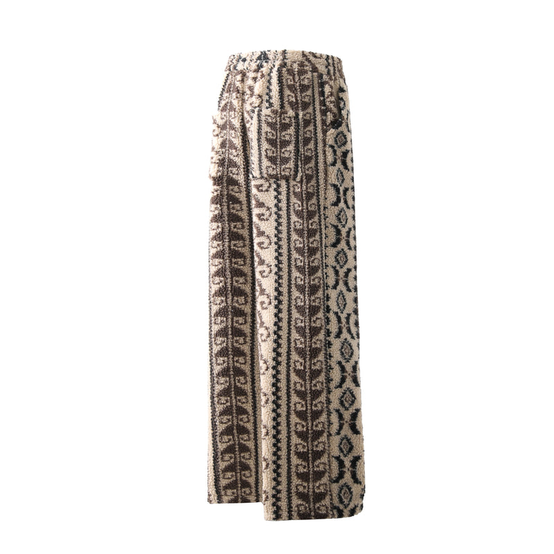 Tribal Jacquard Fleece Wide-Leg Pants | Omirad