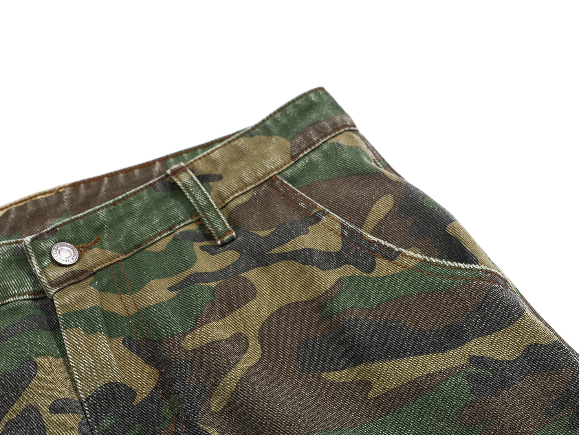 Omirad Distressed Camo Cargo Pants | Wide-Leg Military Streetwear