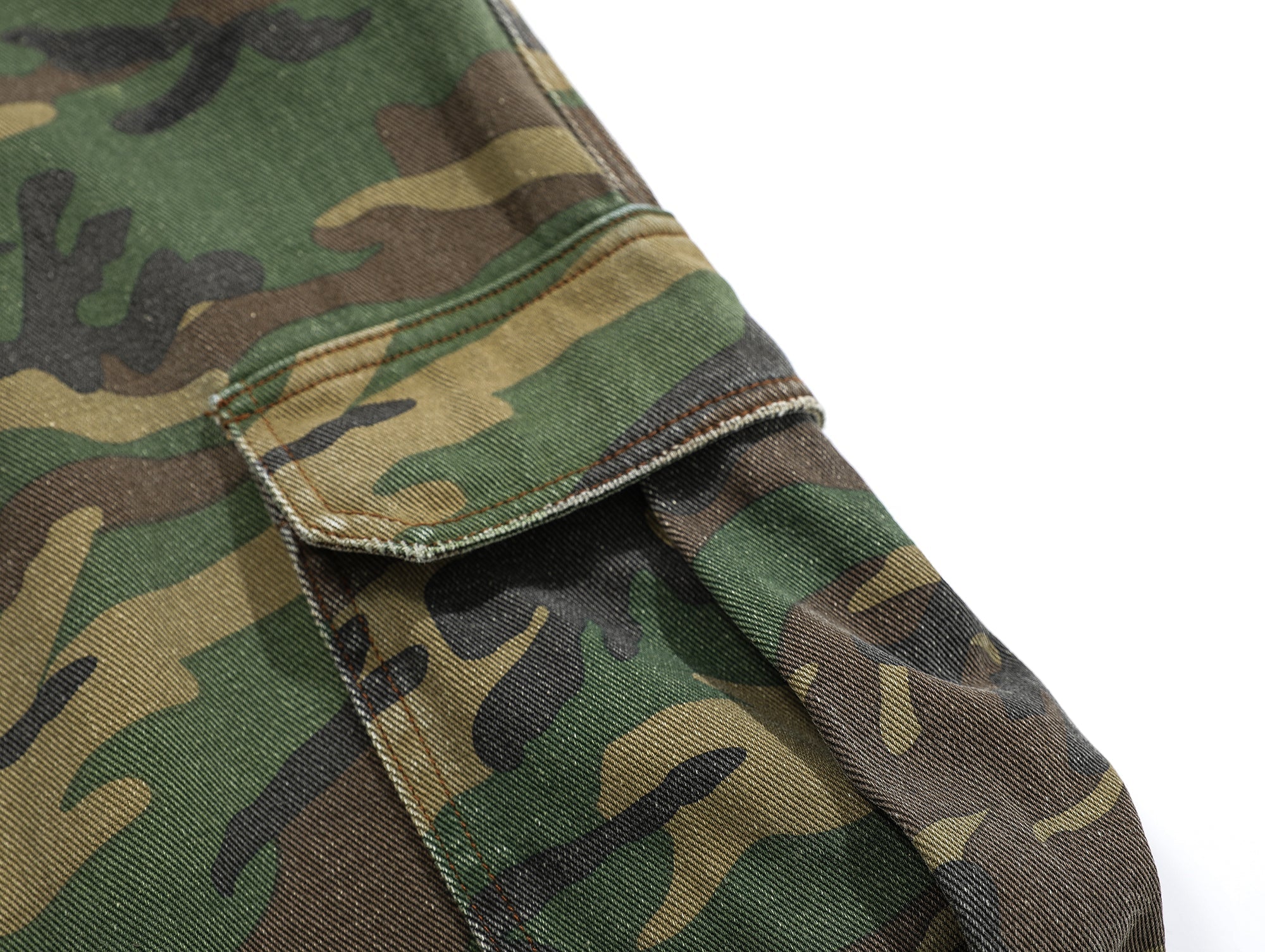 Omirad Distressed Camo Cargo Pants | Wide-Leg Military Streetwear