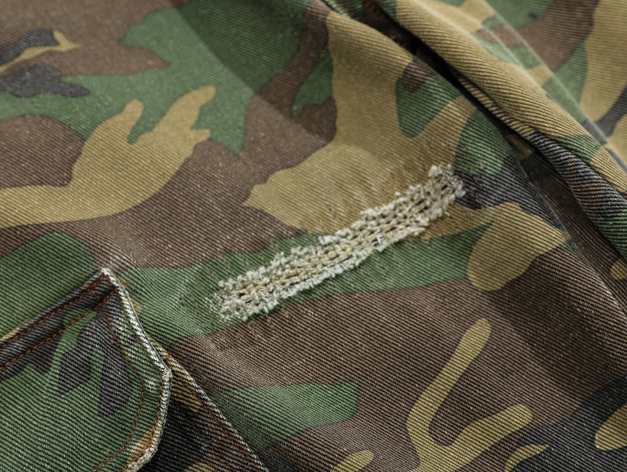 Omirad Distressed Camo Cargo Pants | Wide-Leg Military Streetwear