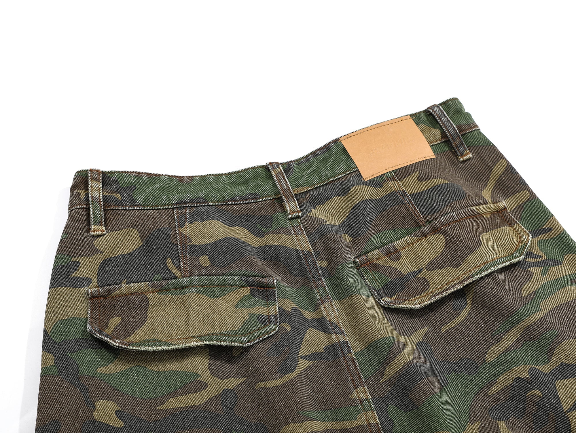 Omirad Distressed Camo Cargo Pants | Wide-Leg Military Streetwear