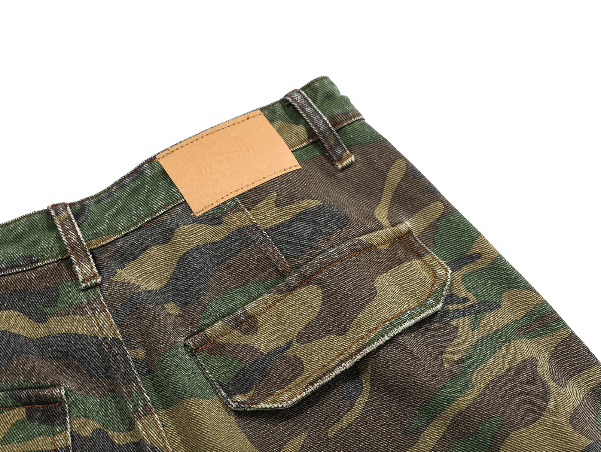Omirad Distressed Camo Cargo Pants | Wide-Leg Military Streetwear